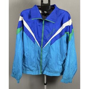 Vintage Reebok Sport Jacket Mens XL‎ Blue Green Nylon Colorblock Windbreaker 90s